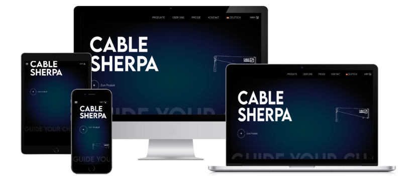 Mockup Bild von mehreren Bildschirmen für die Cable-Sherpa Webseite